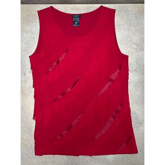Ann Taylor Medium Red Sleeveless Layered Tank Top Night Out Club Party Fit Chic - Picture 7 of 12